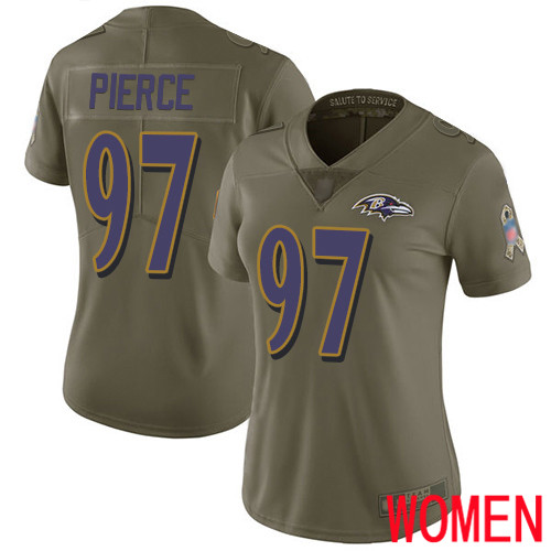 Baltimore Ravens Limited Olive Women Michael Pierce Jersey NFL Football #97 2017 Salute to Service->women nfl jersey->Women Jersey